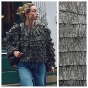 Zara Metallic Fringed Jacket In Silver Size S Blogger Favorite Celebrity